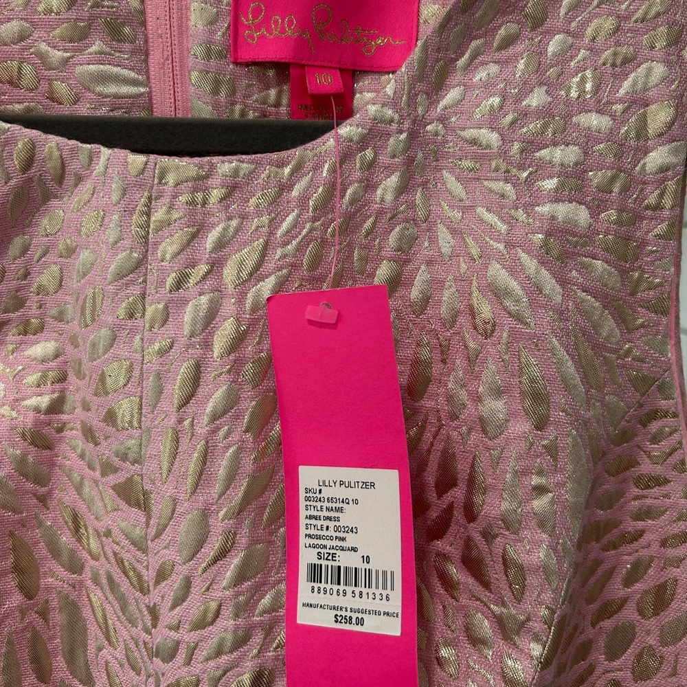 NWT Lilly Pulitzer Abree Pink and Gold Jacquard Dress size 10 - Picture 4 of 5